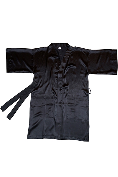 Kimono, kurz, Schwarz, 100% Seide, XL